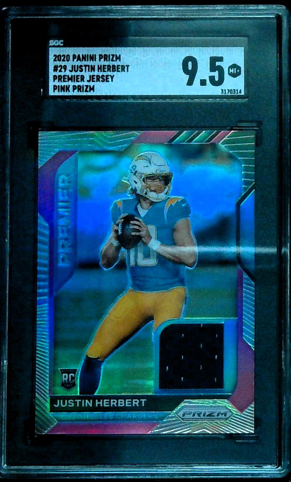 2020 Panini Prizm Pink Justin Herbert Rookie Patch SGC 9.5