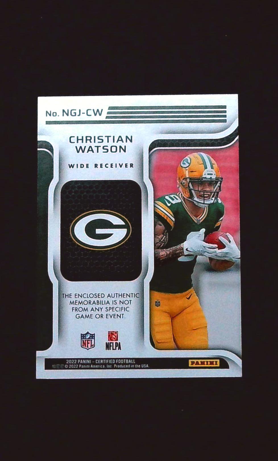 2022 CERTIFIED NEW GENERATION MIRROR TEAL ROOKIE PATCH CHRISTIAN WATSON /50