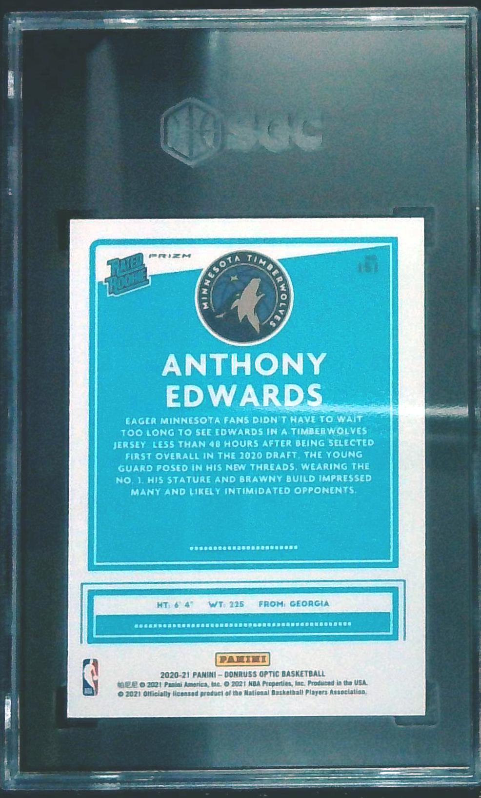 2020-21 Donruss Optic #151 Anthony Edwards Rated Rookie Silver Pulsar SGC 9