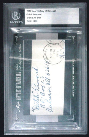 2012 DUTCH LEONARD Leaf History of Baseball CUT SIGNATURE EDT 5xA.S. Died 1983