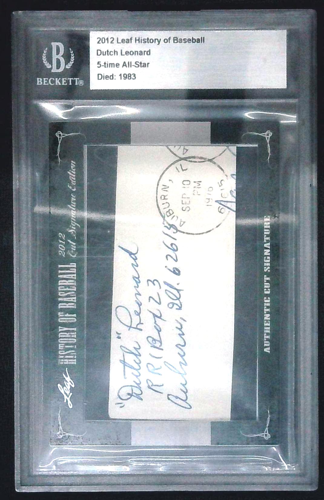 2012 DUTCH LEONARD Leaf History of Baseball CUT SIGNATURE EDT 5xA.S. Died 1983