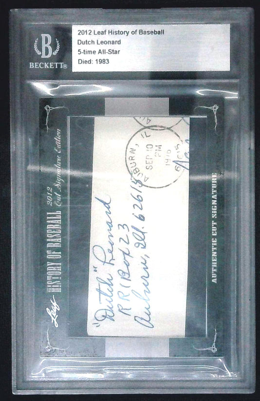 2012 DUTCH LEONARD Leaf History of Baseball CUT SIGNATURE EDT 5xA.S. Died 1983