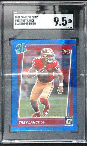 2021 Donruss Optic Trey Lance Blue Hyper Rated Rookie SGC 9.5