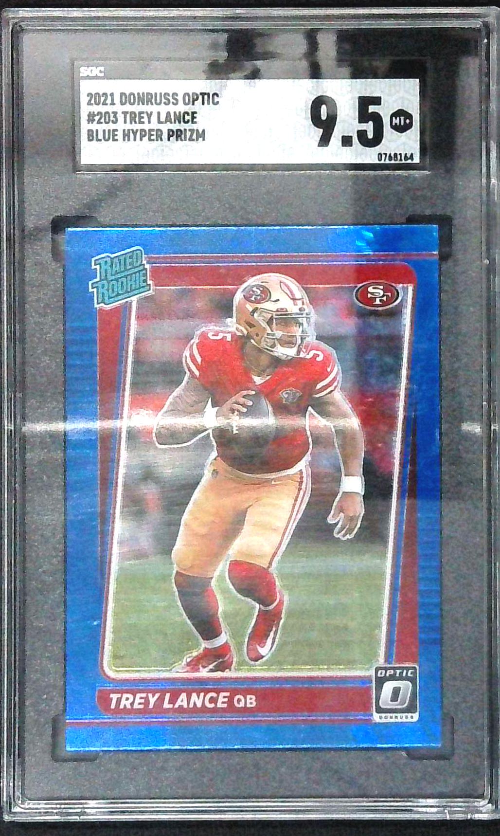 2021 Donruss Optic Trey Lance Blue Hyper Rated Rookie SGC 9.5