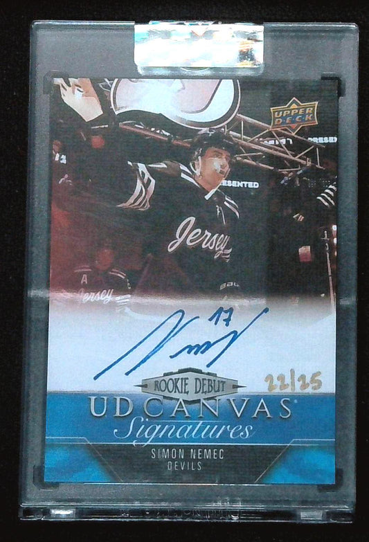 2023-24 Upper Deck Clear Cut Canvas Signatures Auto Simon Nemec Rookie Debut /25
