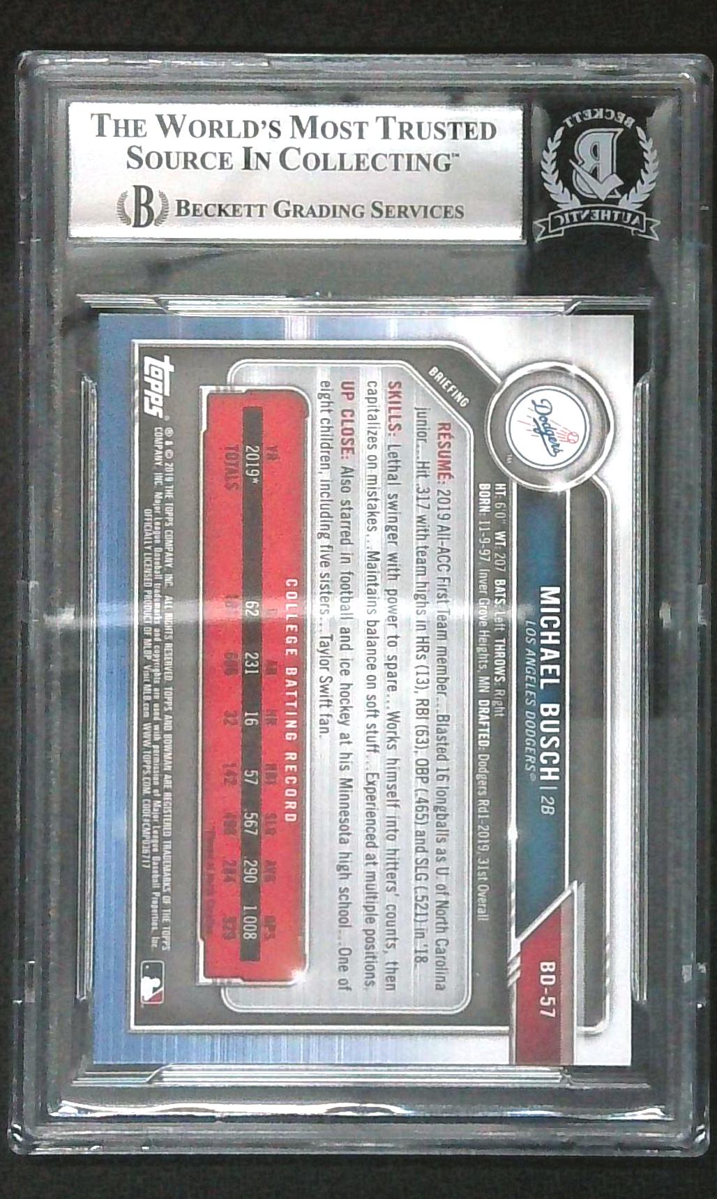 2019 Bowman Draft Michael Busch 1st Bowman Auto BAS Authentic