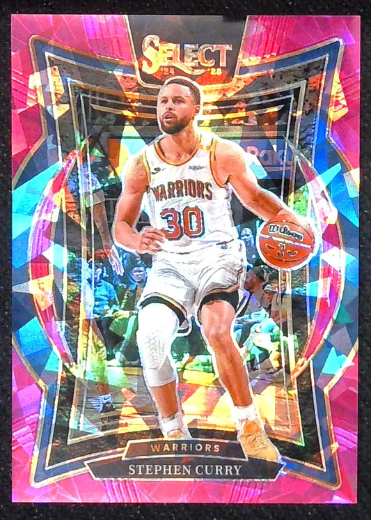 2024-25 Panini Select Stephen Curry #7 Concourse Pink Cracked Ice Prizm /99