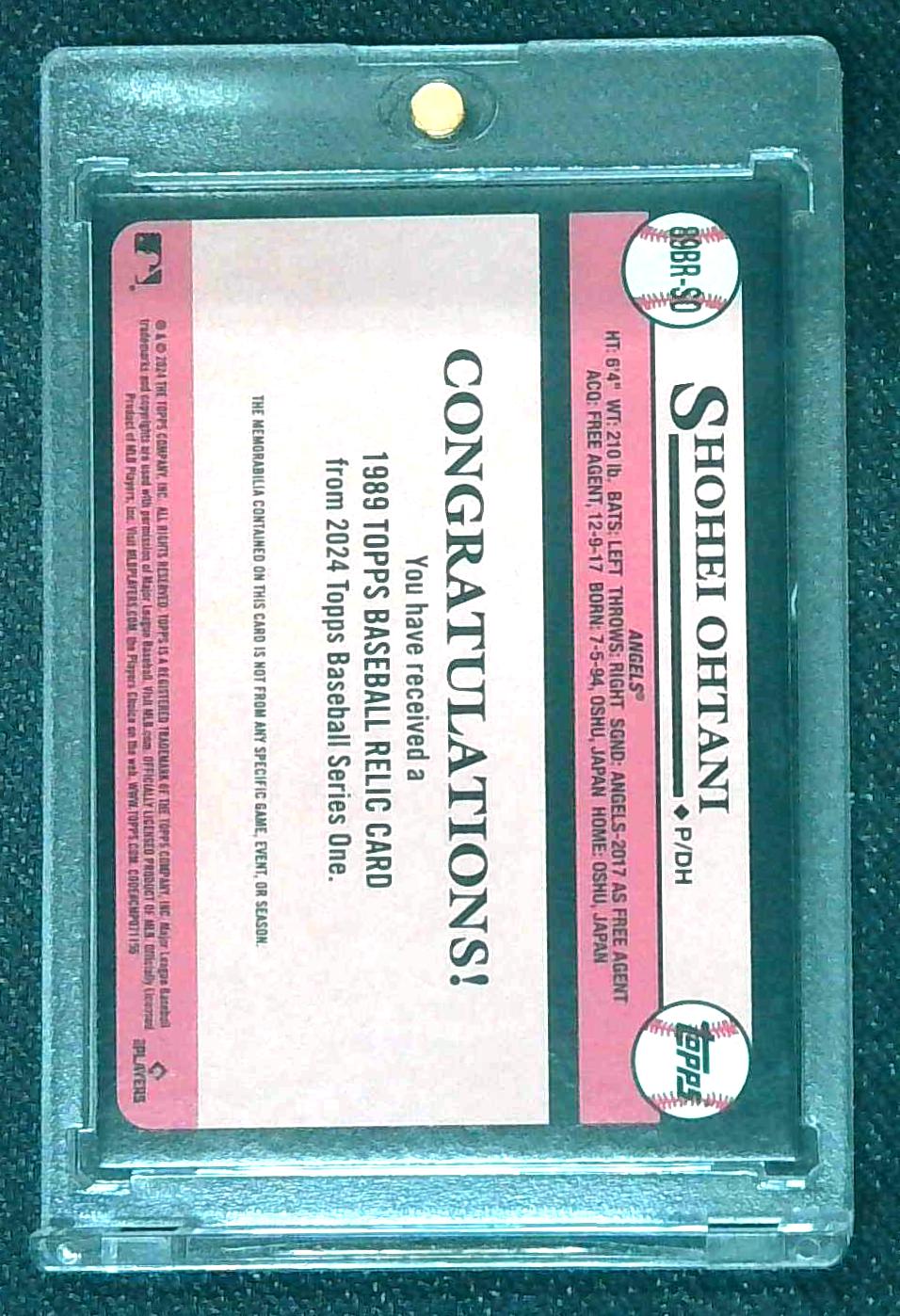 2024 Topps Series 1 Shohei Ohtani 1989 Baseball Relics Game Used