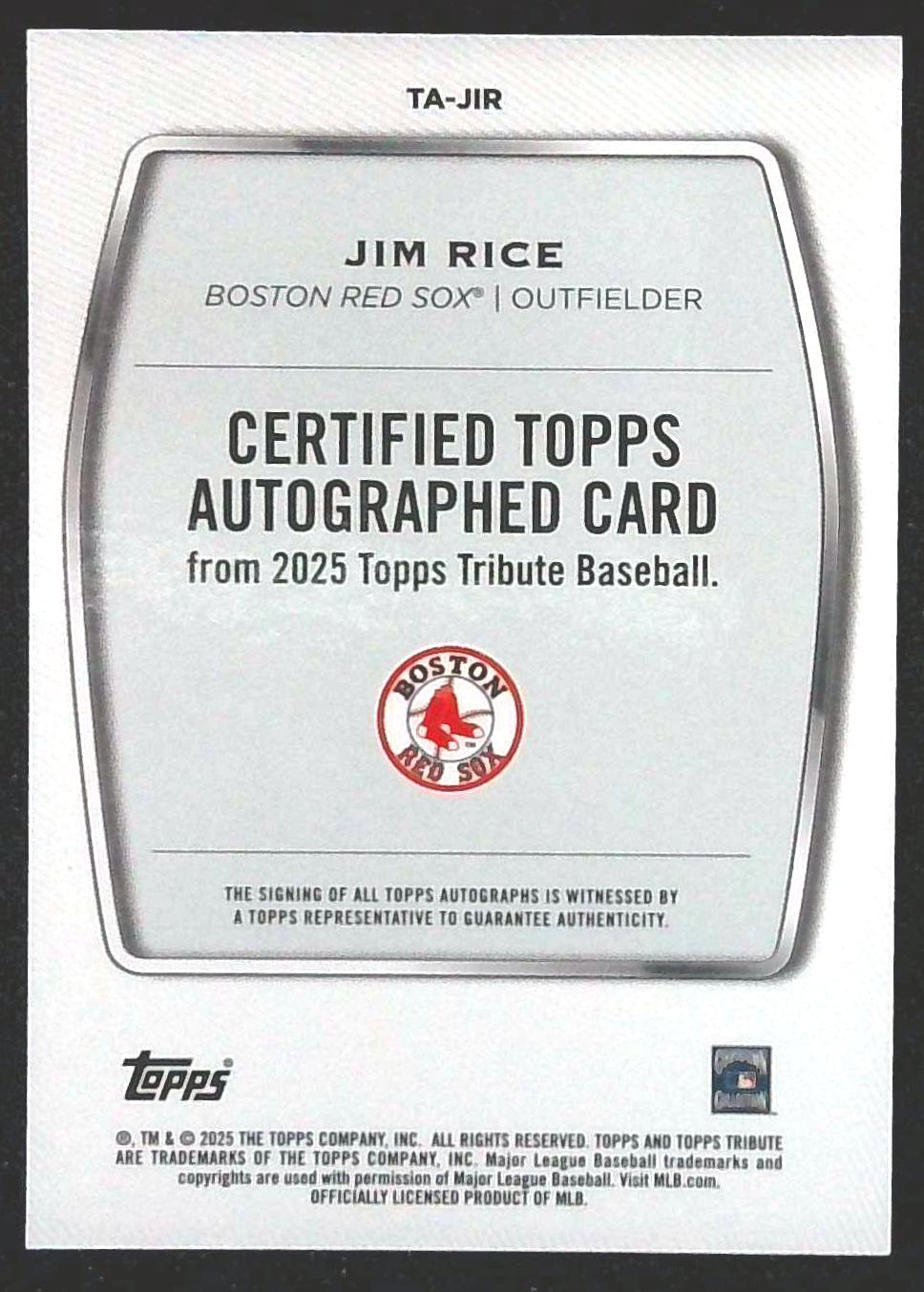 2025 Topps Tribute Jim Rice Green Auto /99