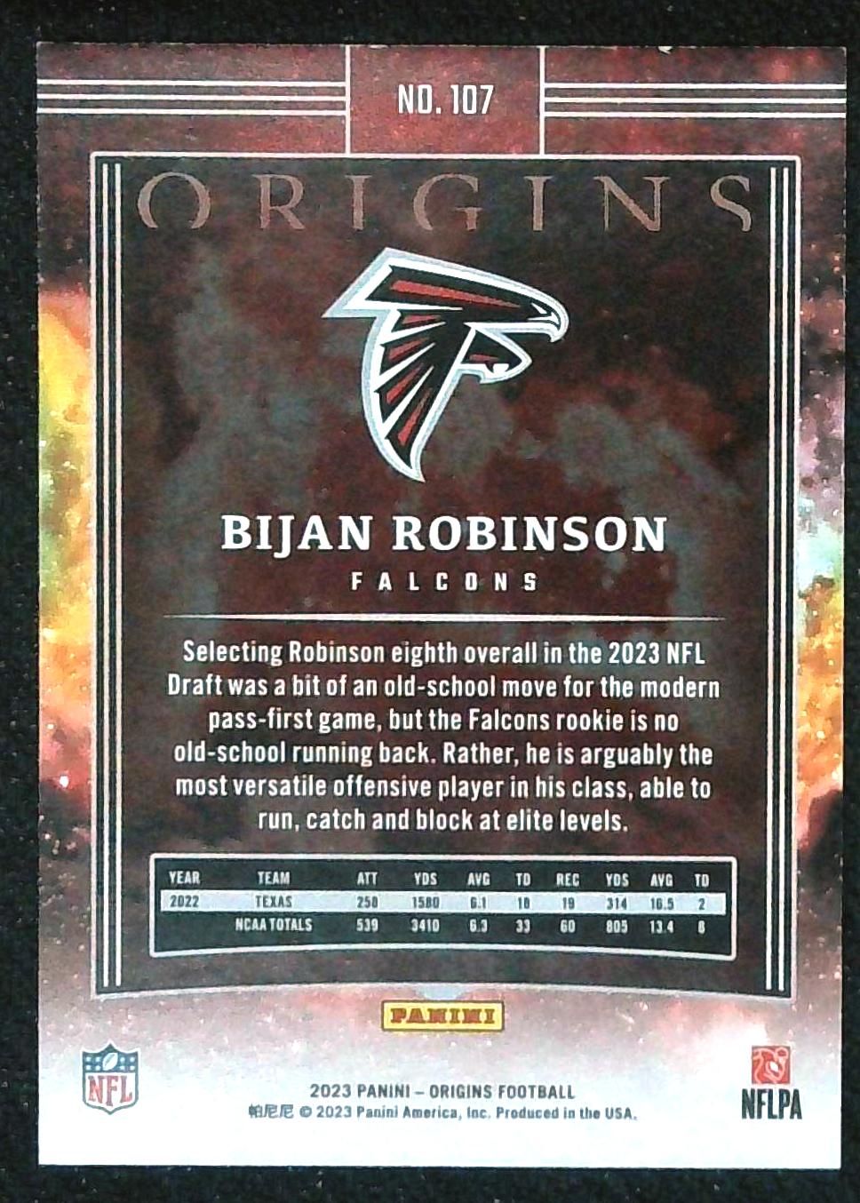 2023 Panini Origins Bijan Robinson Gold RC Rookie Gold /10