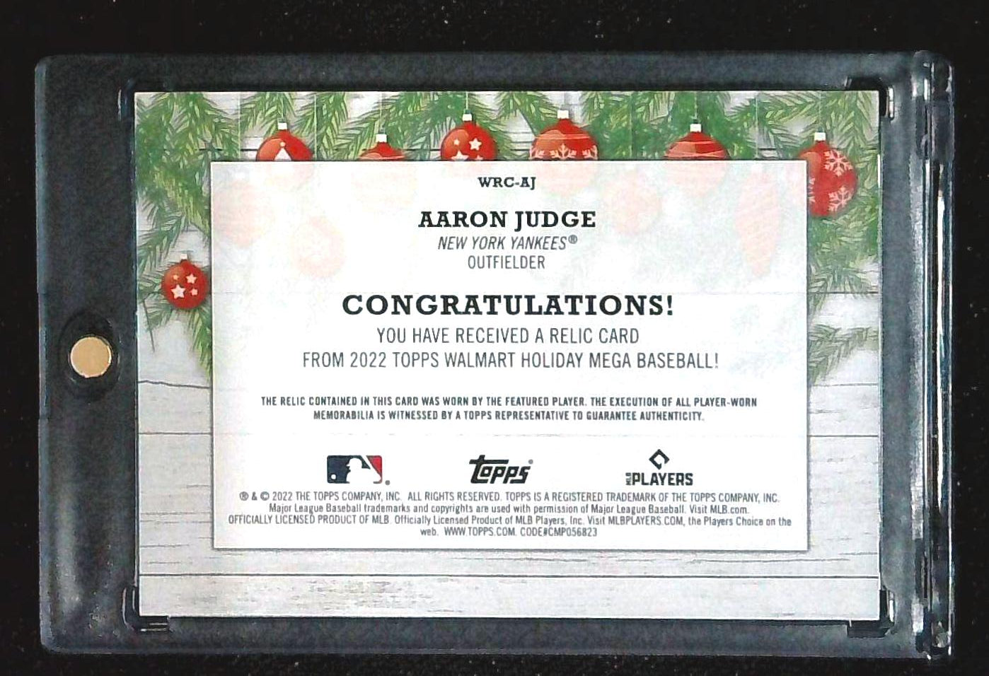 2022 Topps Holiday Aaron Judge Game Used Jersey Relic