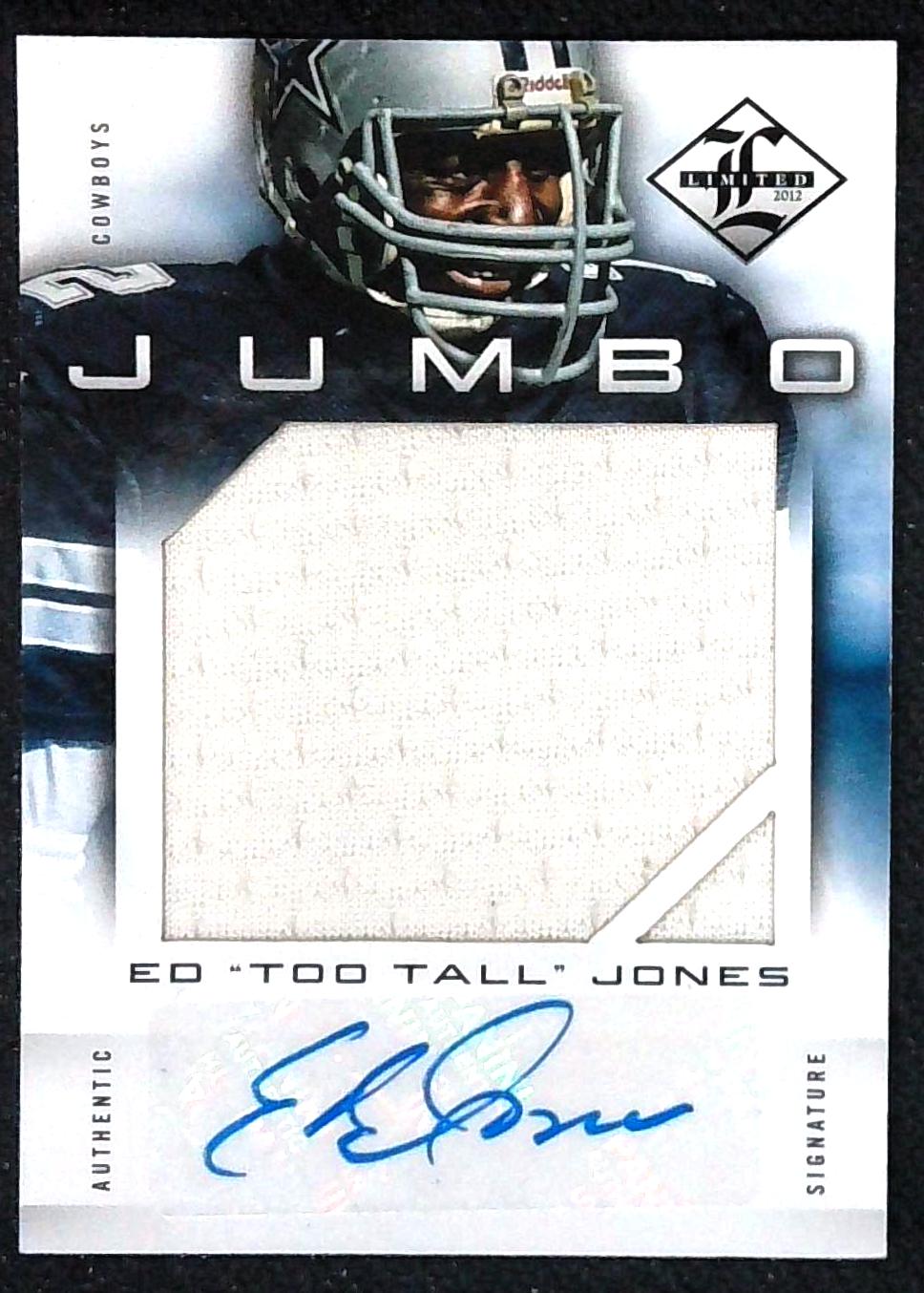 2012 Limited Jumbo Materials Ed "Too Tall" Jones Game Used Jersey Relic Auto /10