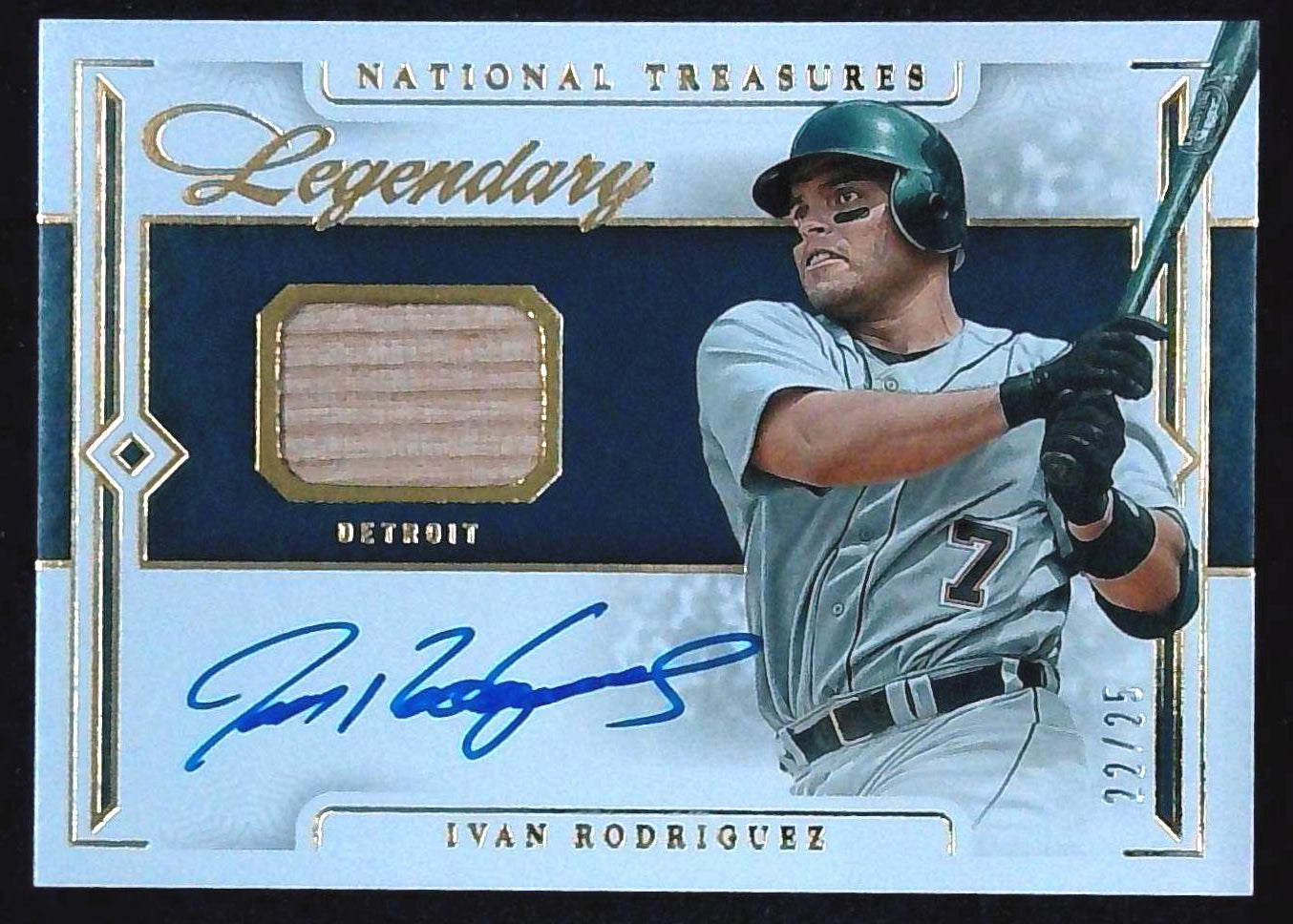 2024 Panini National Treasures Ivan Rodriguez Lumber Patch Auto /25 SSP HOF MEM