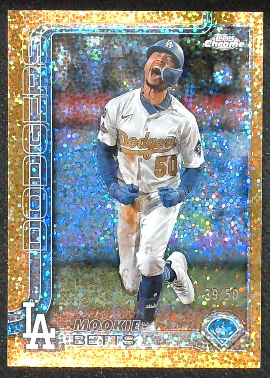 Mookie Betts 2025 Topps Chrome #50 Image Variation Gold Speckle Refractor #/50