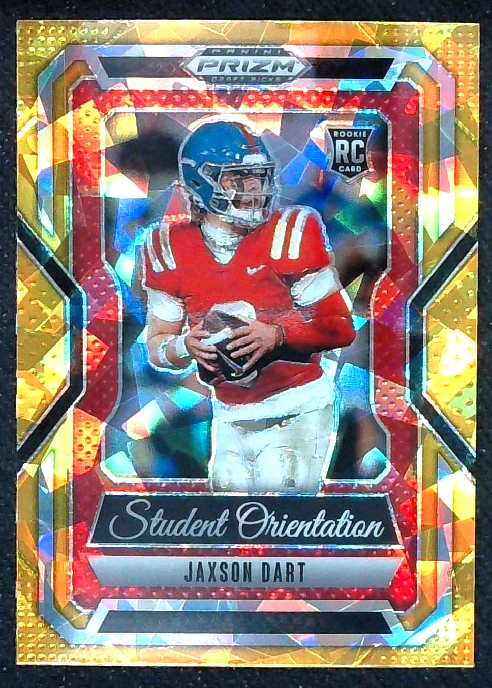 2025 Prizm Draft Picks Student Orientation JAXSON DART Rookie #9 Gold Ice Prizm