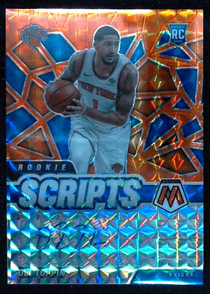2020-21 Panini Mosaic - Rookie Scripts Obi Toppin #RS-OBI Orange Prizm (AU, RC)