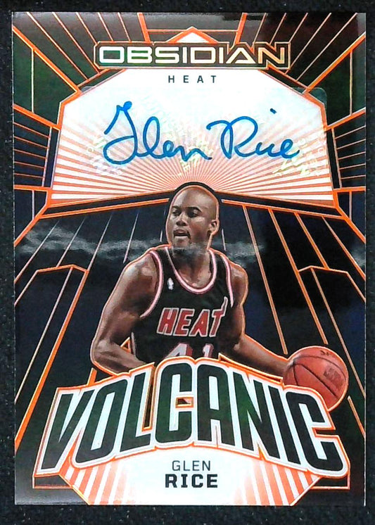 2022-23 Panini Obsidian Glen Rice Auto Volcanic Orange Etch /35 #VS-RHM Heat