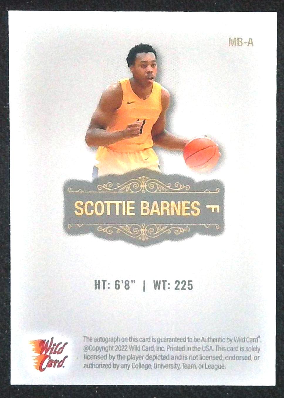 2022-23 Wild Card Matte Scottie Barnes Red Foil Auto /50