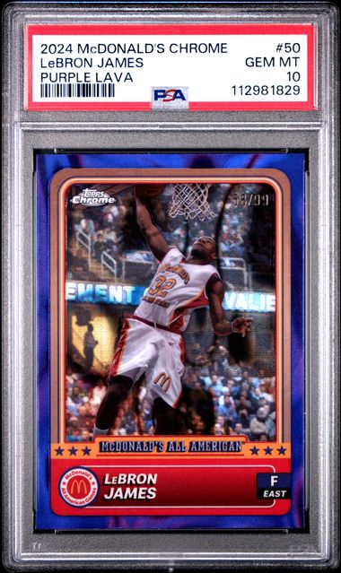 2024 Topps Chrome McDonald’s All American LeBron James Purple Lava /99 PSA 10 POP 1