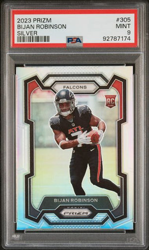 2023 PANINI PRIZM #305 BIJAN ROBINSON SILVER PRIZM ROOKIE PSA 9