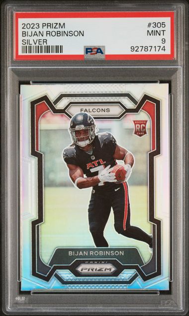2023 PANINI PRIZM #305 BIJAN ROBINSON SILVER PRIZM ROOKIE PSA 9