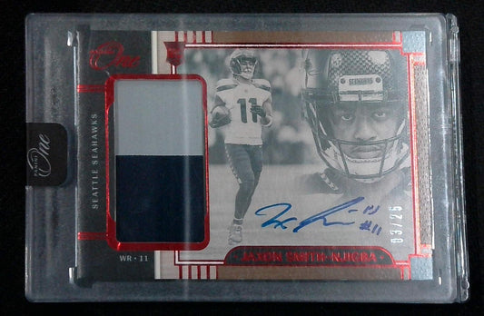 Jaxon Smith-Njigba 2023 Panini One Rookie Patch Auto Red 03/25 RPA Seahawks