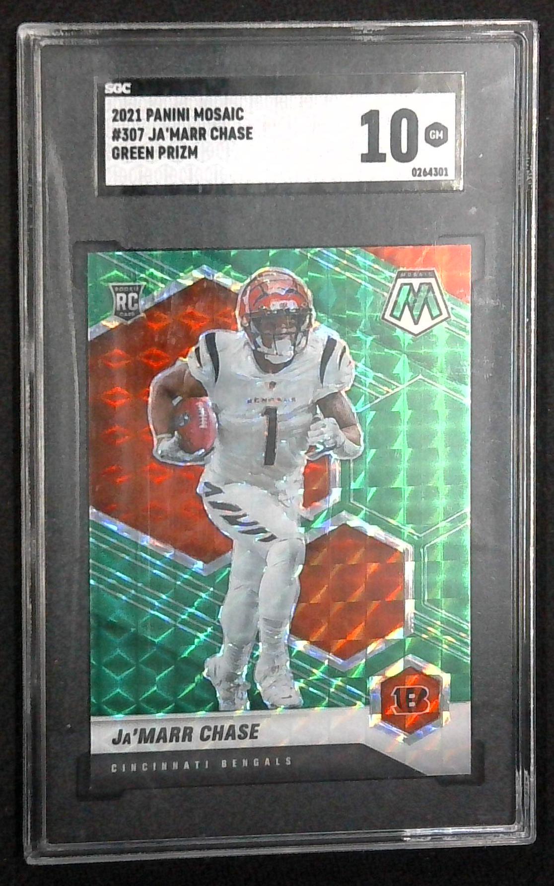 Ja'Marr Chase 2021 Panini Mosaic Green Prizm #307 RC (SGC 10)