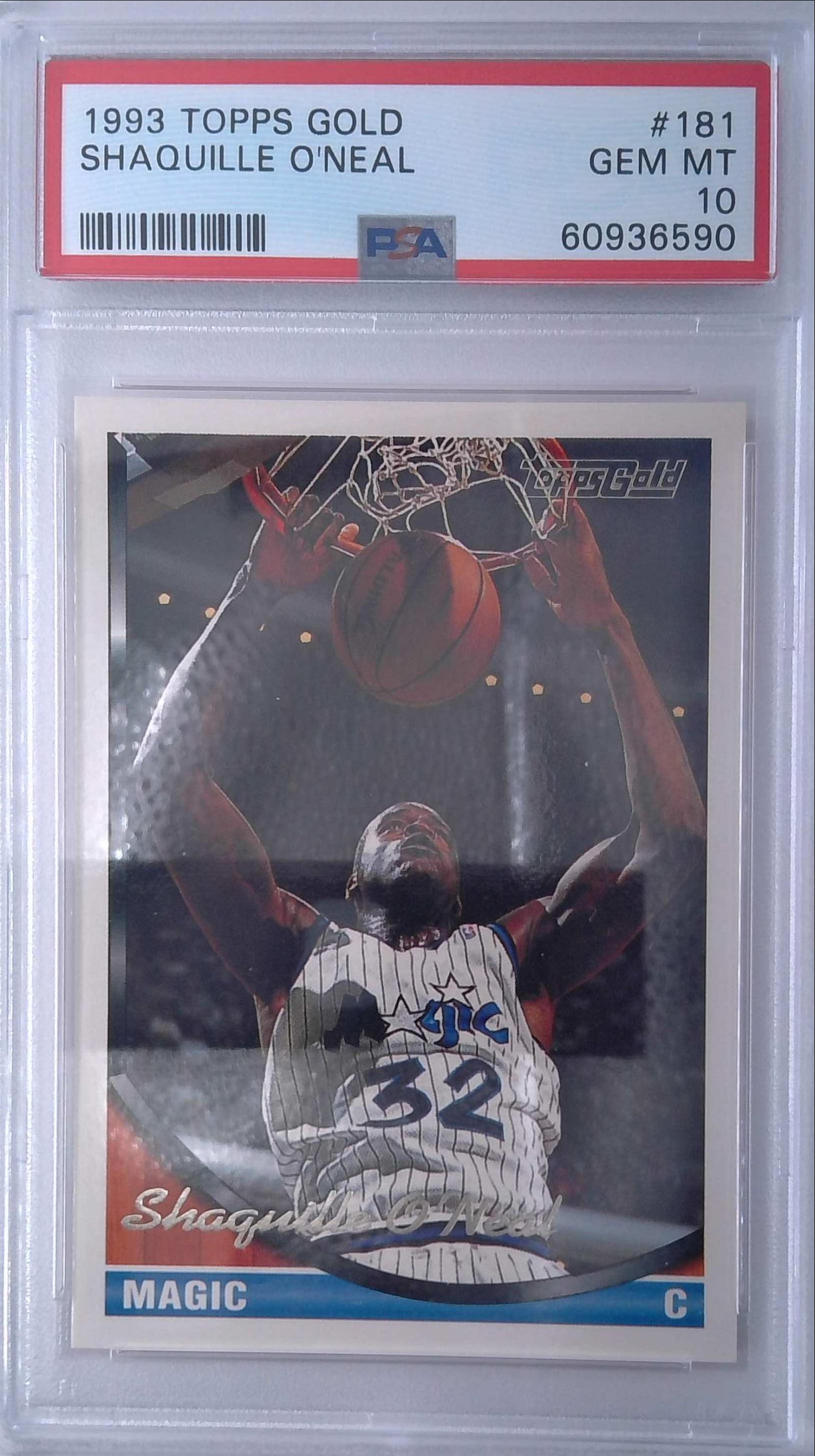 1993 Topps Gold Shaquille O'Neal #181 PSA 10 Magic