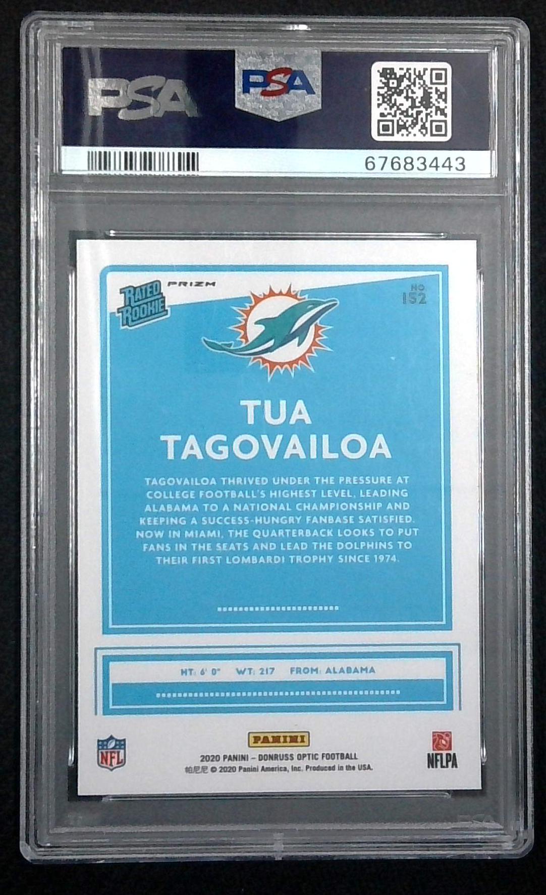 2020 PANINI DONRUSS OPTIC 152 TUA TAGOVAILOA GREEN VELOCITY PSA 10