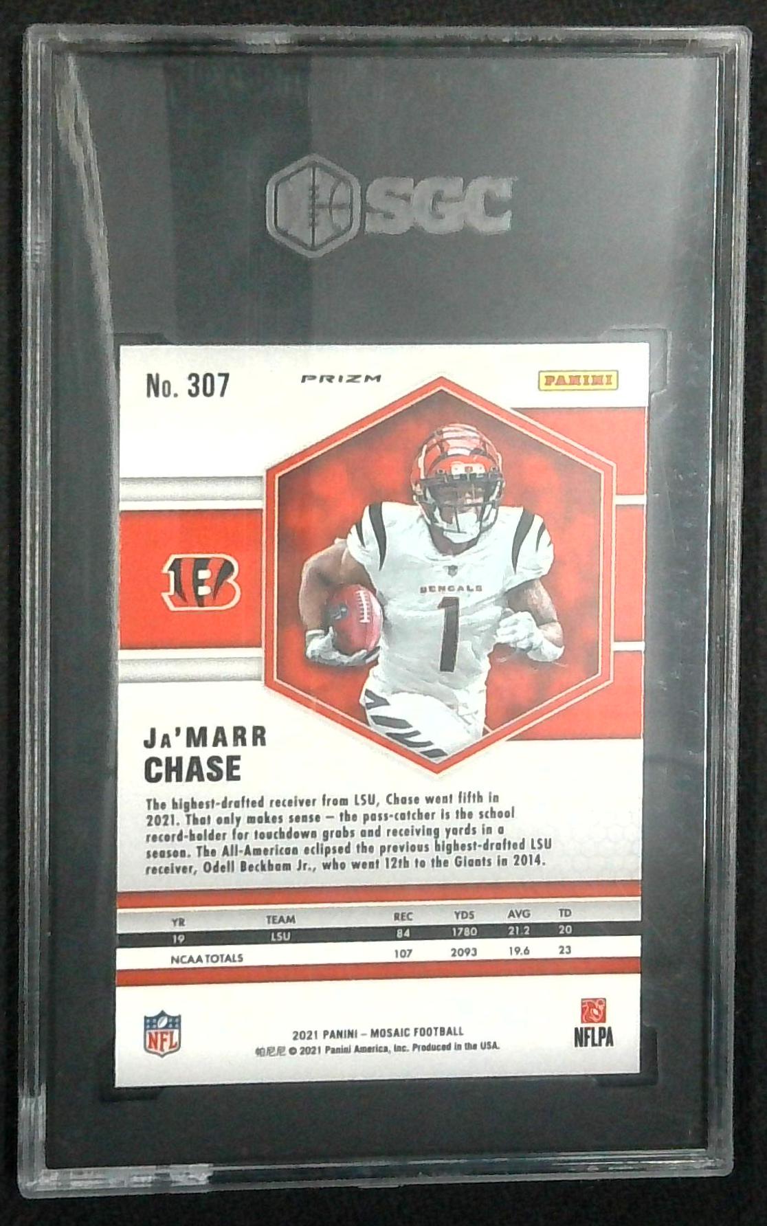 Ja'Marr Chase 2021 Panini Mosaic Green Prizm #307 RC (SGC 10)
