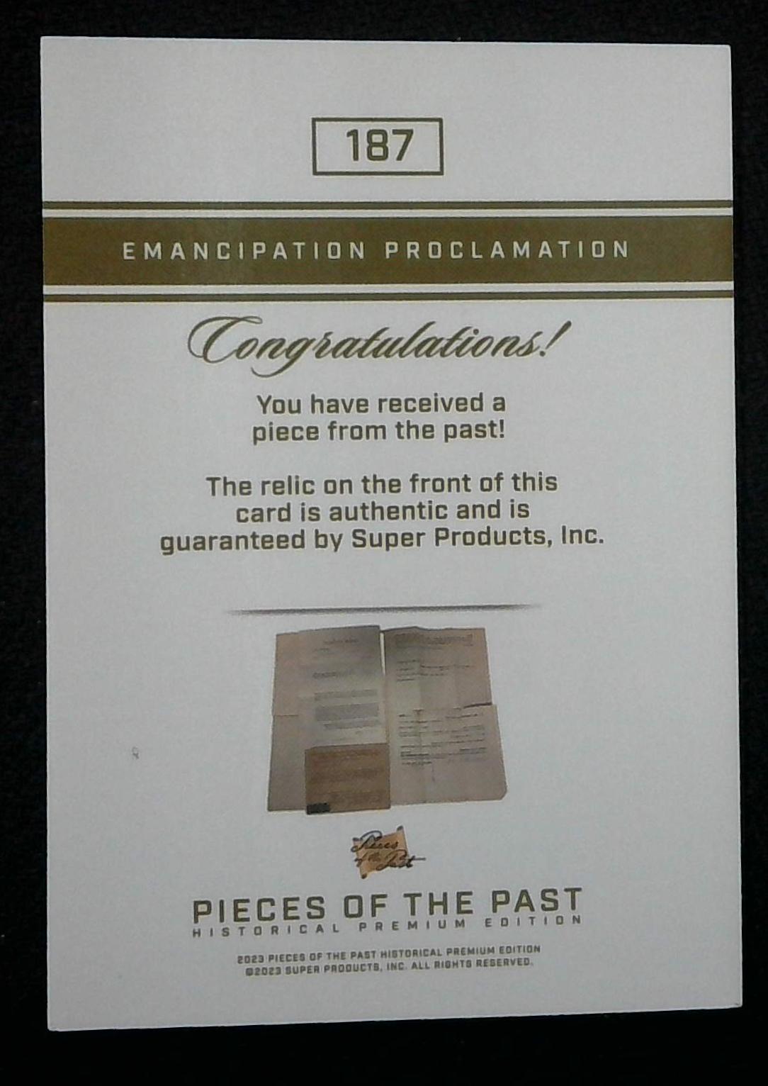 Pieces Of The Past 2023 Abraham Lincoln Hand Written Relic /45
