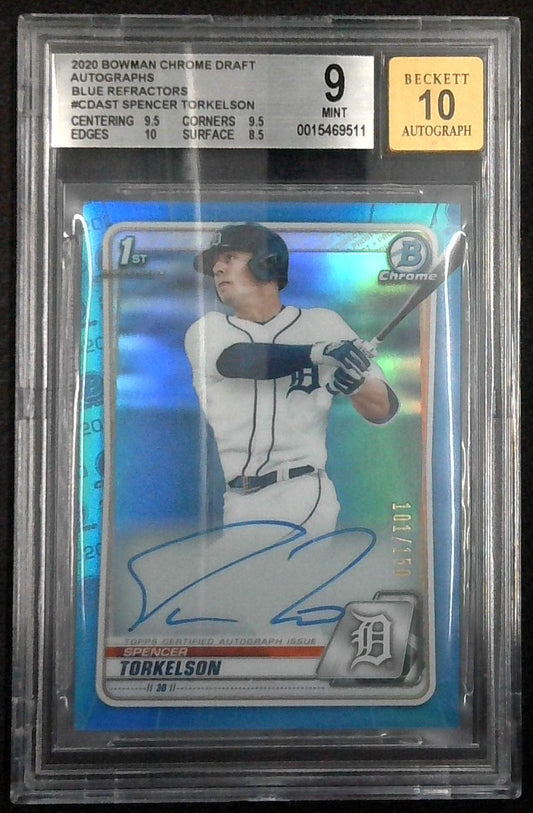 2020 Bowman Draft Spencer Torkelson True Blue Chrome Auto /150 BGS 9 Tigers