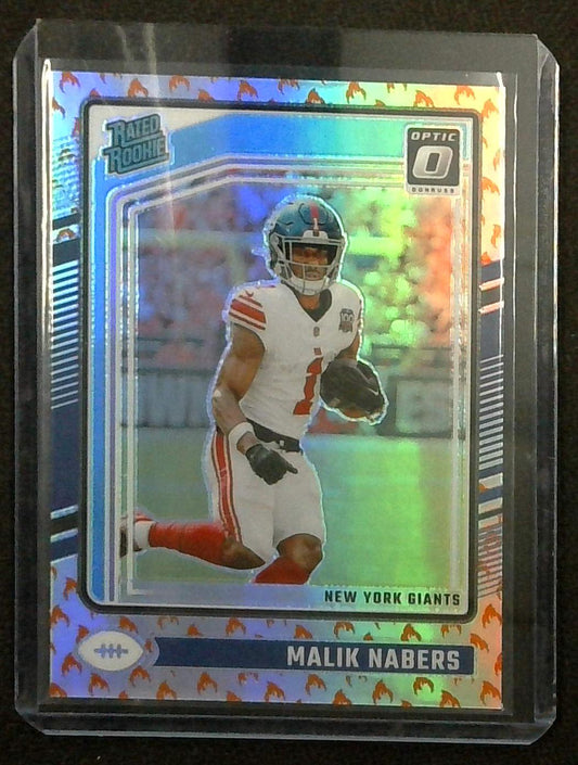 2024 Donruss Optic Football Malik Nabers Rated Rookie #271 Fire Emoji SSP Giants