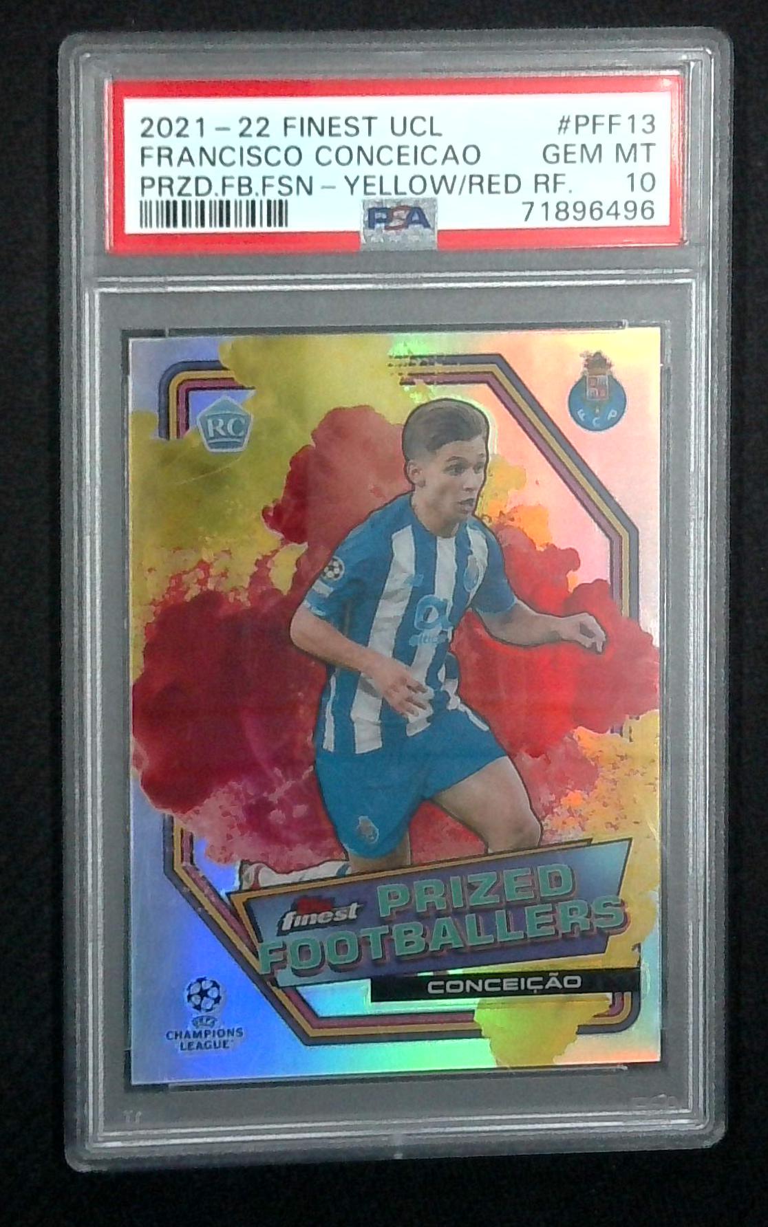 Francisco Conceicao 2021/22 Topps Finest UCL Prized Footballers Red Gold PSA 10