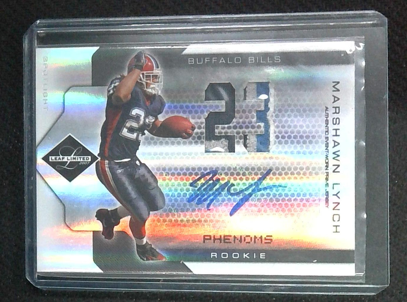 2007 LEAF LIMITED MARSHAWN LYNCH RC RPA AUTOGRAPH DUAL PRIME PATCH #'d 17/49