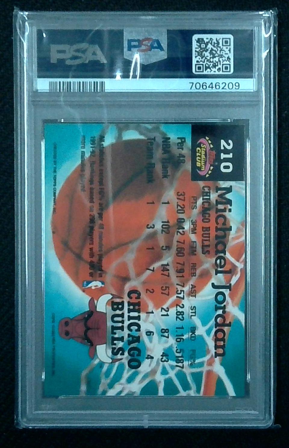 1992 STADIUM CLUB MEMBER'S CHOICE #210 MICHAEL JORDAN HOF PSA 6