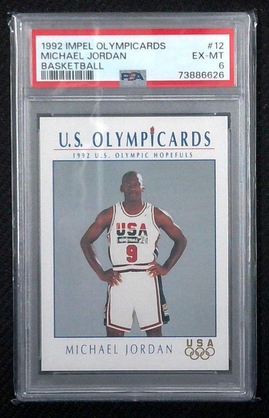 1992 IMPEL USA OLYMPIC CARDS MICHAEL JORDAN #12 PSA EX-MT 6