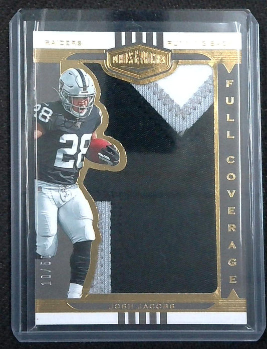 JOSH JACOBS 2019 PLATES & PATCHES FULL COVERAGE GOLD JUMBO PATCH RC #D 10/50
