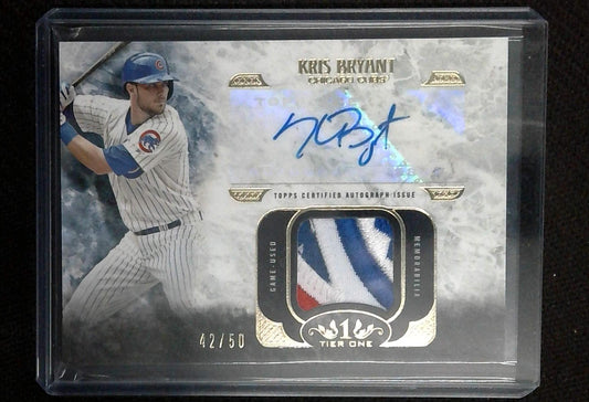 2016 TOPPS TIER ONE KRIS BRYANT JERSEY PATCH AUTO 42/50 LOGO PATCH