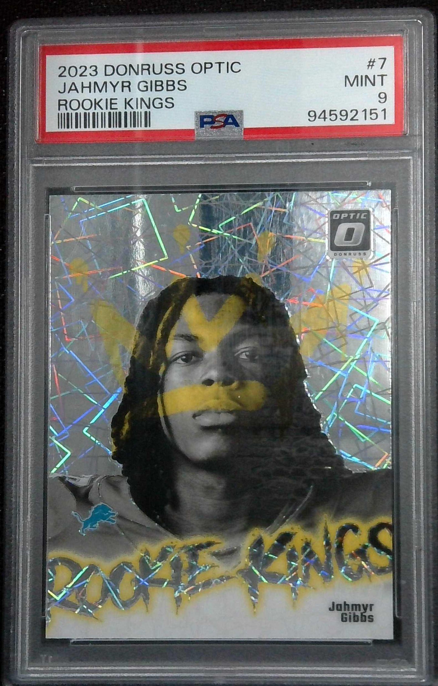2023 Optic Jahmyr Gibbs RC Rookie Kings Case Hit PSA 9 Lions!