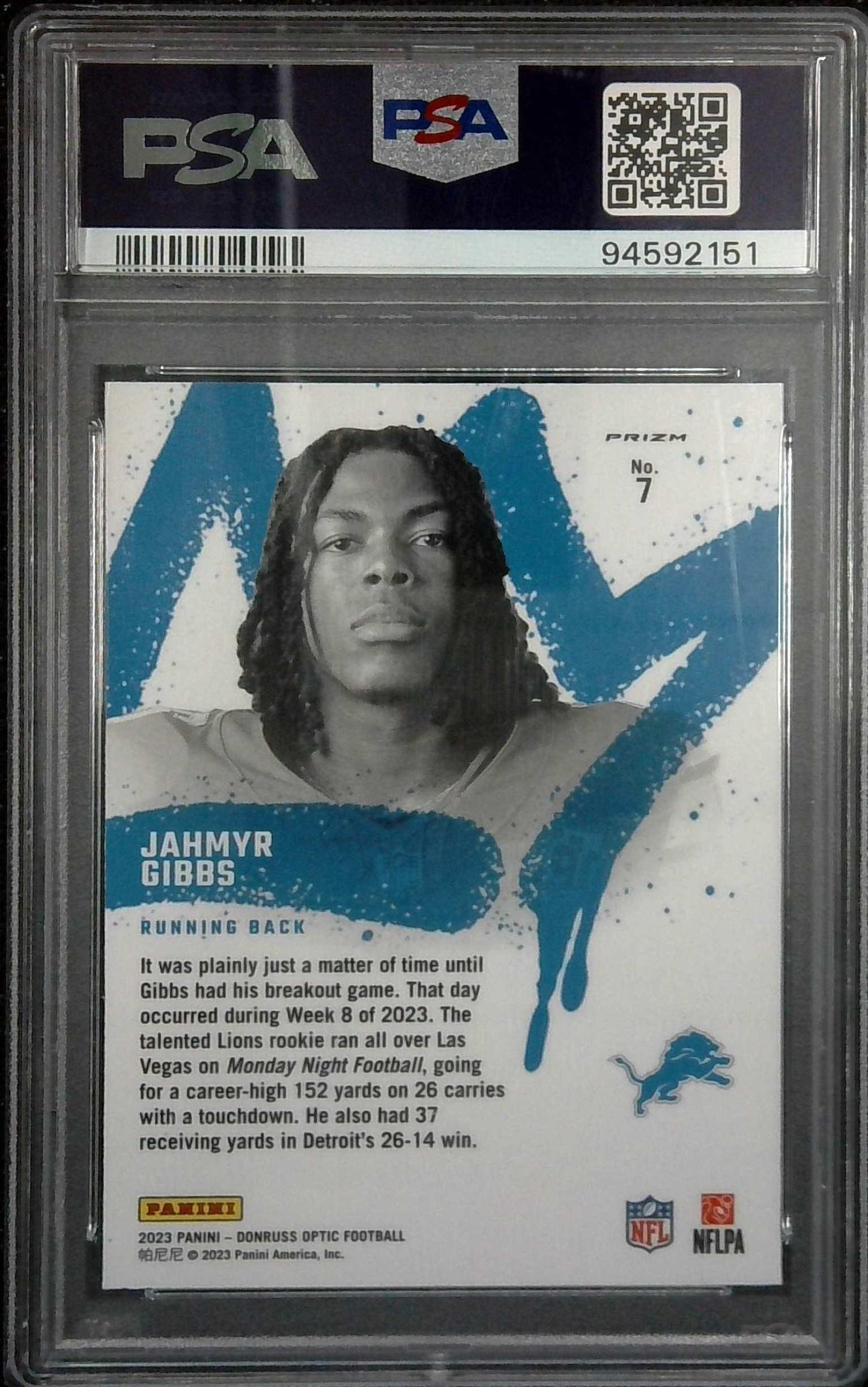 2023 Optic Jahmyr Gibbs RC Rookie Kings Case Hit PSA 9 Lions!