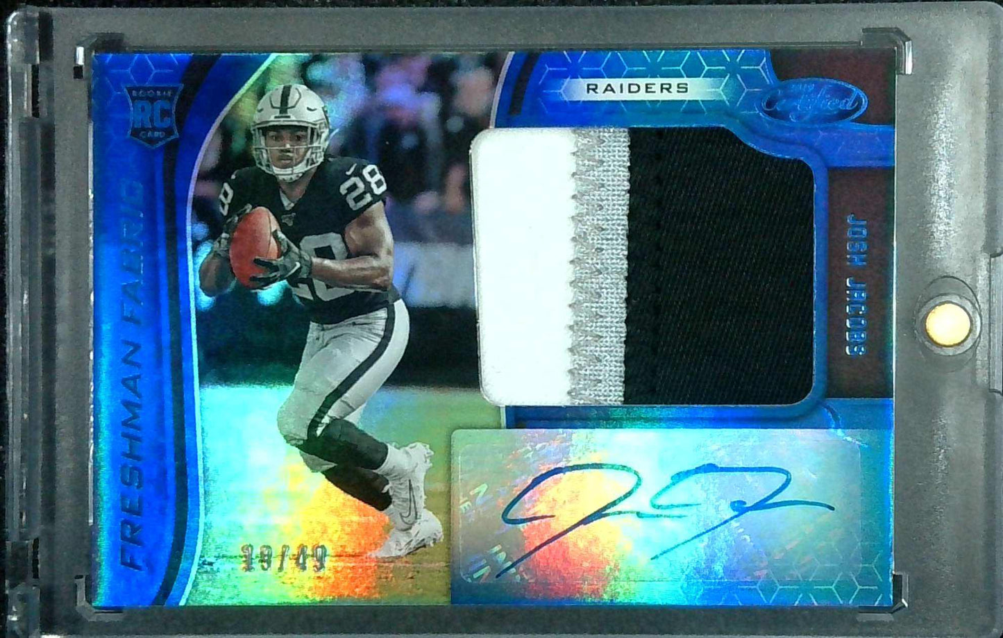 2019 Certified Freshman Fabric Signatures Mirror /49 Josh Jacobs Rookie Patch Auto