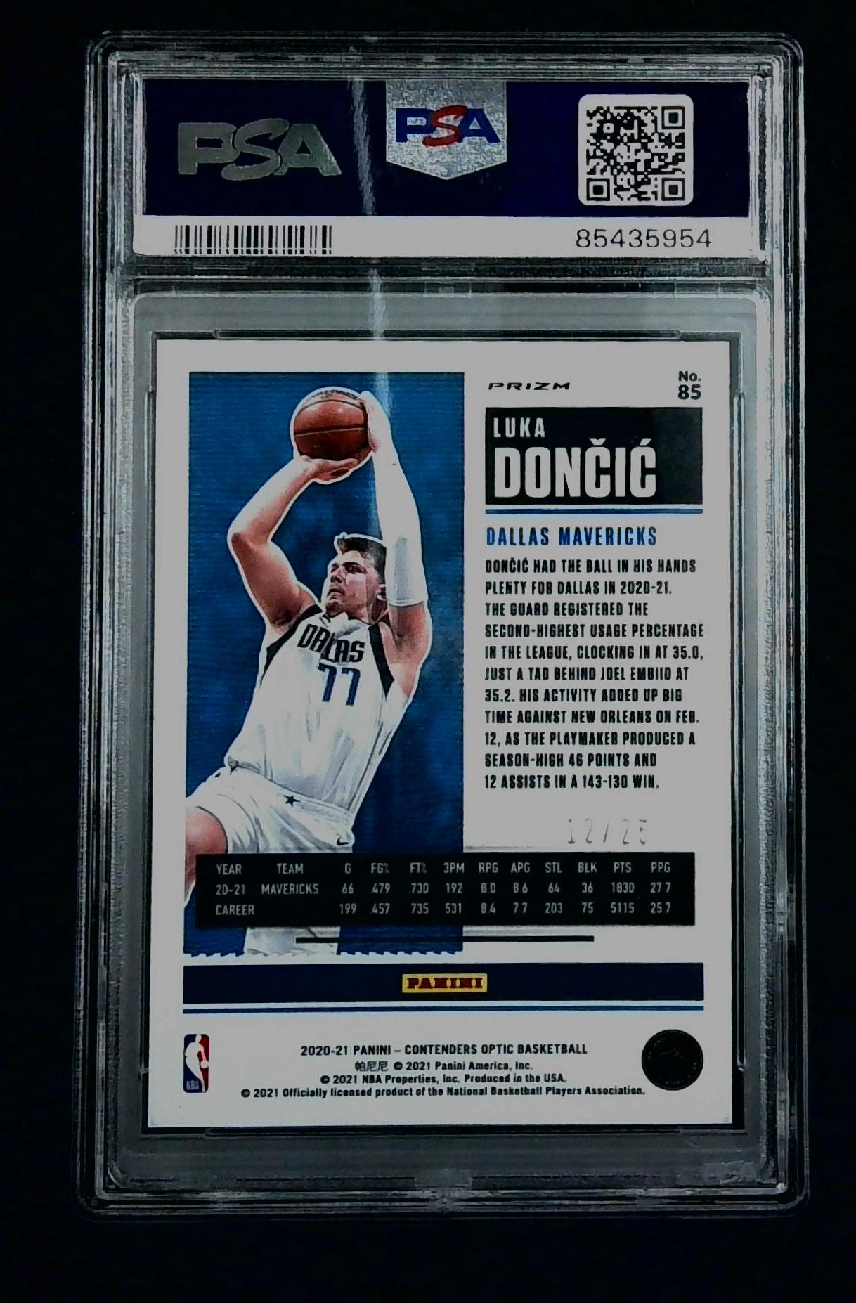 2020 Contenders Optic #85 Luka Doncic Green Pulsar #'d /25 PSA 9