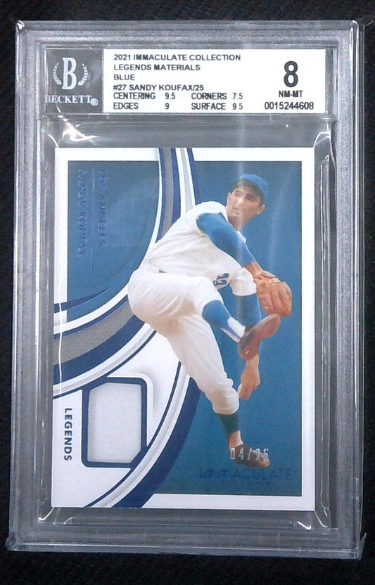 2021 Panini Immaculate Baseball Sandy Koufax Player Worn Jersey Relic /25 BGS 8