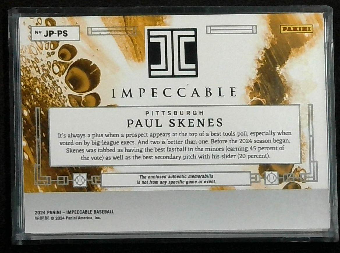 Panini Impeccable Rookie PAUL SKENES Rookie HAT RELIC #'d 1/6!