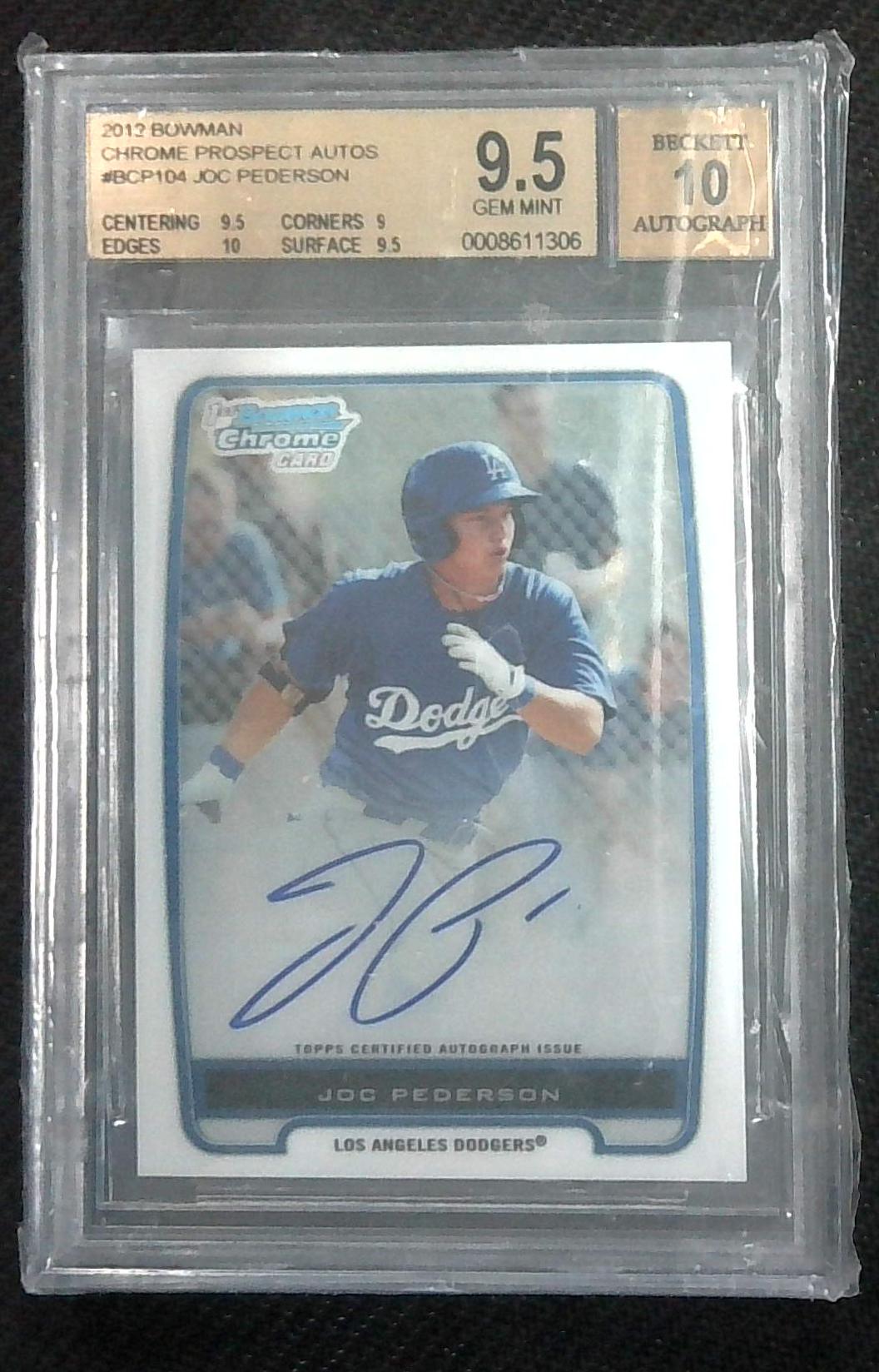 2012 Bowman Chrome Prospects Auto Joc Pederson #BCP104 BGS 9.5 GEM MINT Auto