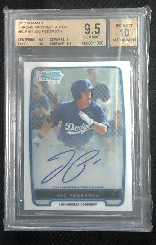 2012 Bowman Chrome Prospects Auto Joc Pederson #BCP104 BGS 9.5 GEM MINT Auto