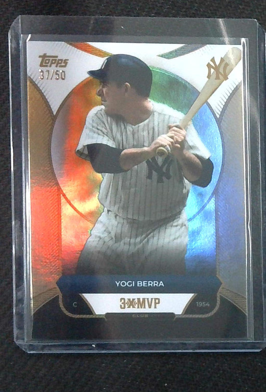 Yogi Berra 2025 Topps 3-time "3x MVP" New York Yankees Gold Stardust /50