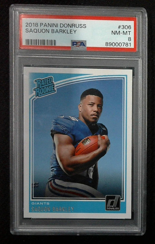 2018 Panini Donruss - Rated Rookie #306 Saquon Barkley (RC) PSA 8