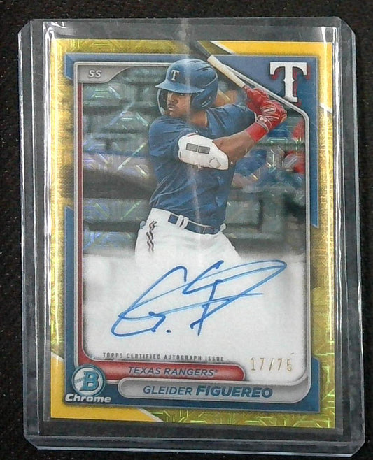 Gleider Figuereo 2024 Bowman On Card Auto Yellow Mojo Refractor 17/75